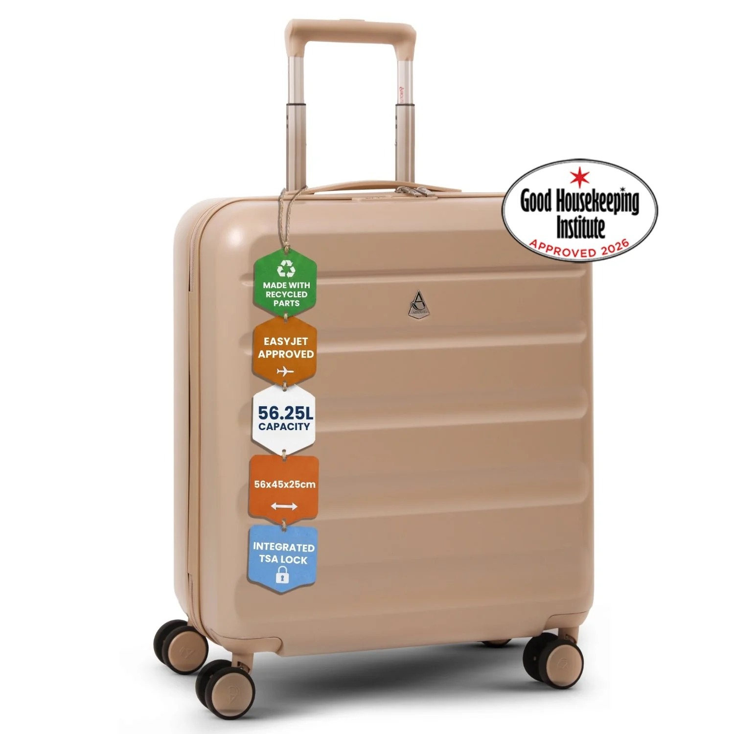 Aerolite tvrdi kofer 56x45x25 cm 56 L EasyJet, British Airways & Jet2 – Beige